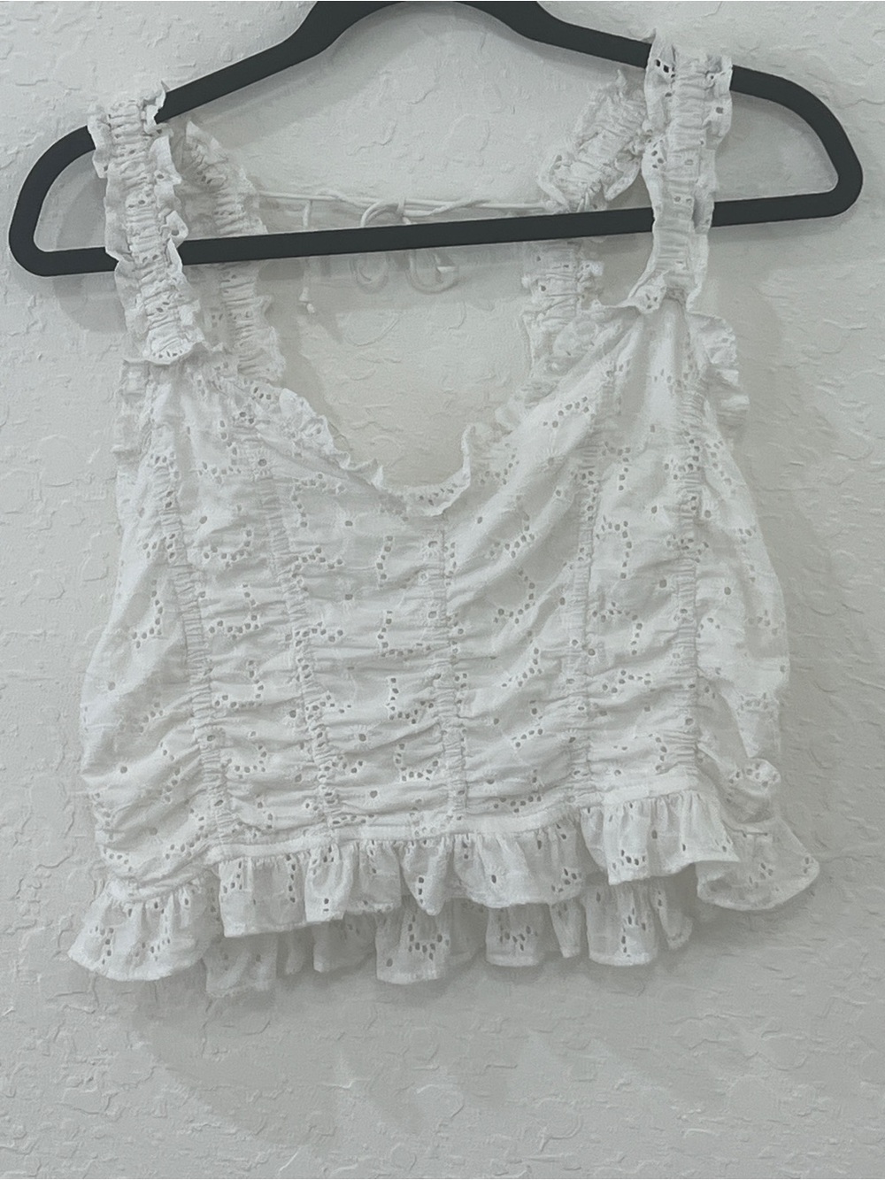 Urban Outfitters White Eyelet Ruffle Tank Top - Women